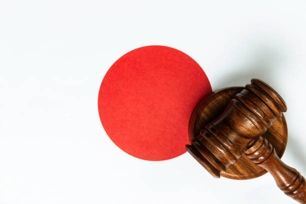 Justice System Directly above view of a gavel on Japanese flag. Representing justice system in Japan. independence document agreement contract stock pictures, royalty-free photos & images