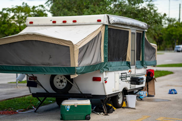 istock Pop-up rv camper at a campground 1331524864