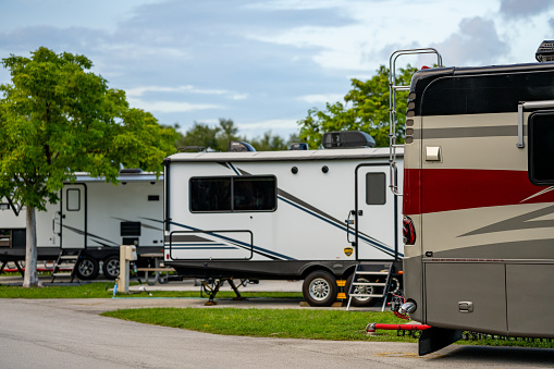 Recreational vehicles RV at a camp ground