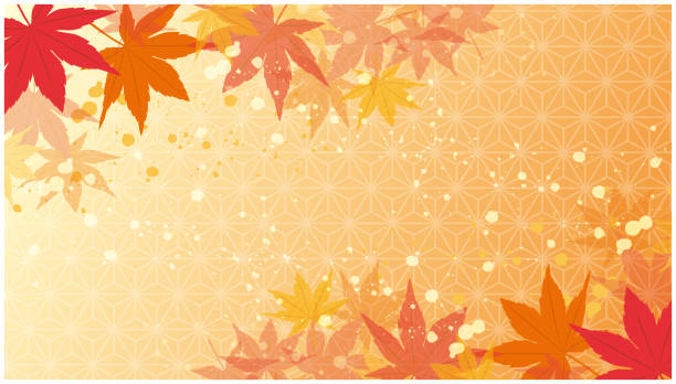 Autumn Japanese style autumn leaves background Vector illustration plant stipe stock illustrations
