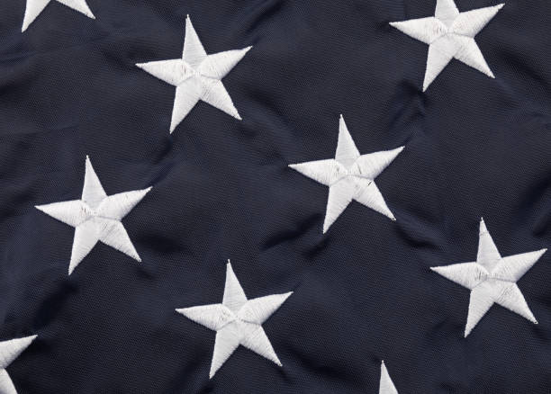 istock gray star on blue background an American flag. 1331536712