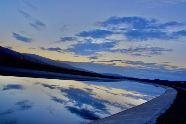 Sunset at The California Aqueduct With Mountain Background
