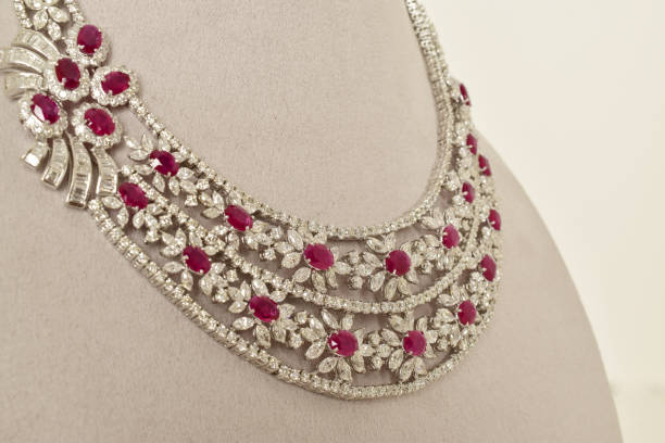 istock Closeup Of Diamond necklace On White Background With Clipping Path 1331546776