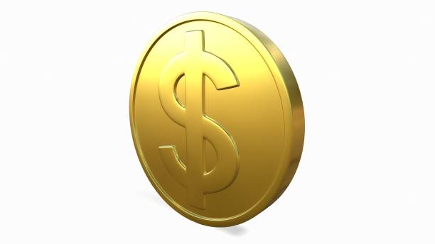istock Gold coin with a dollar sign on a white background 3d-rendering 1331548487