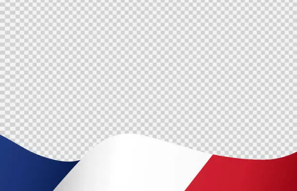 Vector illustration of Waving flag of France isolated  on white or transparent  background,Symbol of France,template for banner,card,advertising ,promote, TV commercial,web, vector illustration top olympic gold winner