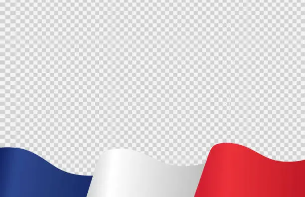 Vector illustration of Waving flag of France isolated  on white or transparent  background,Symbol of France,template for banner,card,advertising ,promote, TV commercial,web, vector illustration top olympic gold winner