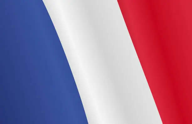 Vector illustration of Waving flag of France isolated  on white or transparent  background,Symbol of France,template for banner,card,advertising ,promote, TV commercial,web, vector illustration top olympic gold winner