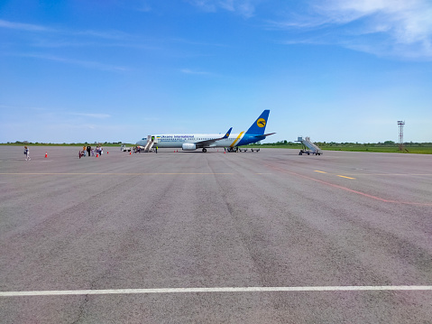 Zaporizhzhia, Ukraine - May 11, 2021: Ukraine International Airlines Boeing 737. New aircraft in airline's fleet.