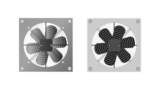 realistyczny styl wentylatora wydechowego. wentylator, chłodnica do komputera. odizolowany. wektor. - electric fan ventilator isolated appliance stock illustrations