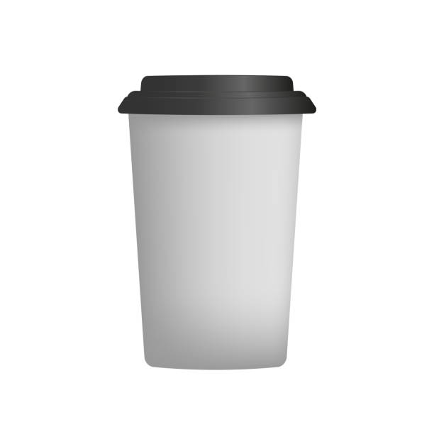 ilustrações de stock, clip art, desenhos animados e ícones de white plastic cup for coffee in 3d. paper coffee cup vector. isolated. - can disposable cup blank container