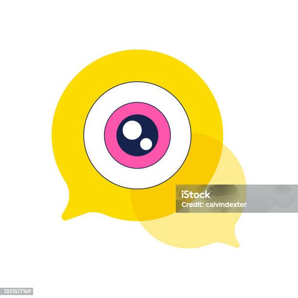 Human Eye On Speech Bubble Stok Vektör Sanatı & Göz‘nin Daha Fazla Görseli - Göz, Konuşma, Görüş