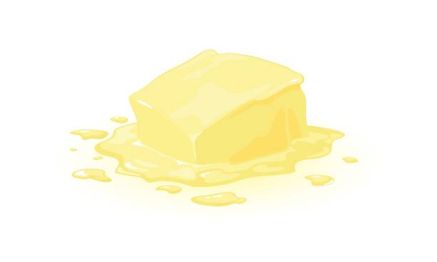 мультяшный топленый масляный блок - butter stock illustrations