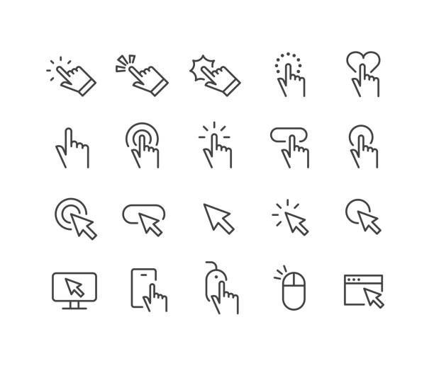 Clicking Icons - Classic Line Series Editable Stroke - Clicking - Line Icons click link stock illustrations