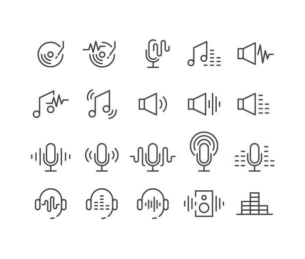 Podcast Icons - Classic Line Series Editable Stroke - Podcast - Line Icons arts backgrounds audio stock illustrations