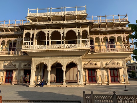Jaipur, Rajsthan, India - January 7, 2019 : Mubarak Mahal or the Auspicious Palace, City Palace. This was built by the Maharaja Madho Singh in the late 19th century.