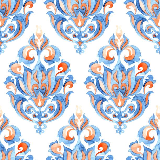 bezszwowy wzór akwareli. - paisley textile floral pattern pattern stock illustrations