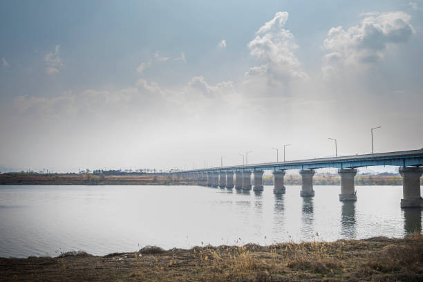 istock Bridge crossing the floodway river 1331583315