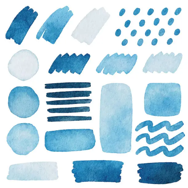 Vector illustration of Watercolor Blue Abstract Shapes