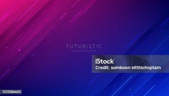 istock Abstract dark blue and pink purple gradient futuristic background with diagonal stripe lines and glowing dot. Modern and simple banner design. Can use for business presentation, poster, template. 1331586603