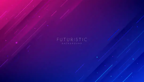 Vector illustration of Abstract dark blue and pink purple gradient futuristic background with diagonal stripe lines and glowing dot. Modern and simple banner design. Can use for business presentation, poster, template.