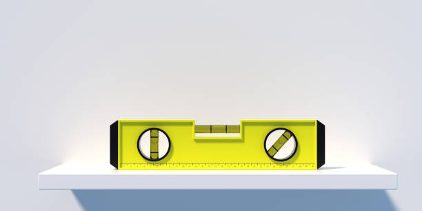 istock Spirit bubble level on a shelf isolated on white background. 3d illustration 1331588861