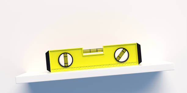 istock Spirit bubble level on a slant shelf isolated on white background. 3d illustration 1331588891