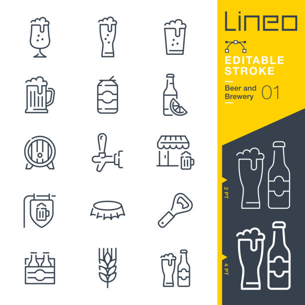 ilustrações de stock, clip art, desenhos animados e ícones de lineo editable stroke - beer and brewery line icons - beer