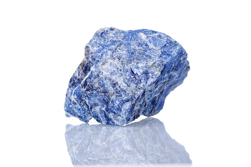 macro mineral stone Sodalite on a white background close up