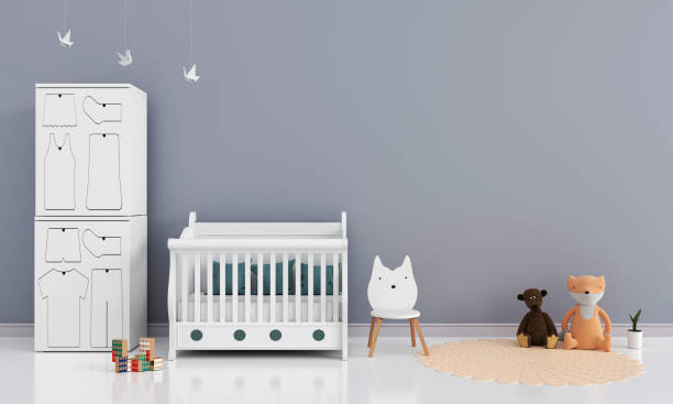 istock warm child bedroom interior with copy space, 3D rendering 1331591460