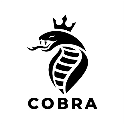 King cobra icon. Viper snake with crown symbol. Serpent fang sign. Vector illustration.