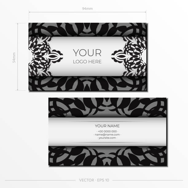 istock White luxury Business cards. Decorative business card ornaments, oriental pattern, illustration. Ready to print, meet the requirements of the printing house. 1331597683