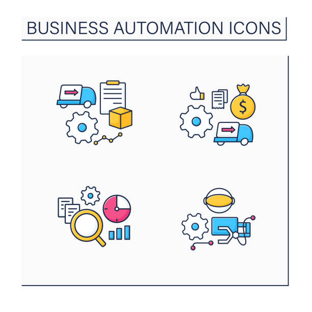 istock Business automation color icons set 1331597862