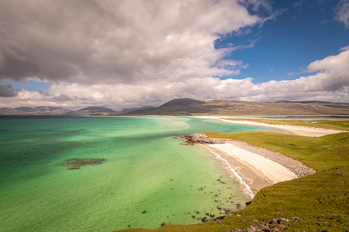 A summer 3 shot HDR image of Traigh Sheileboist and Traigh Losgaintir on the Isle of Harris, Outer Hebrides, Western Isles, Scotland