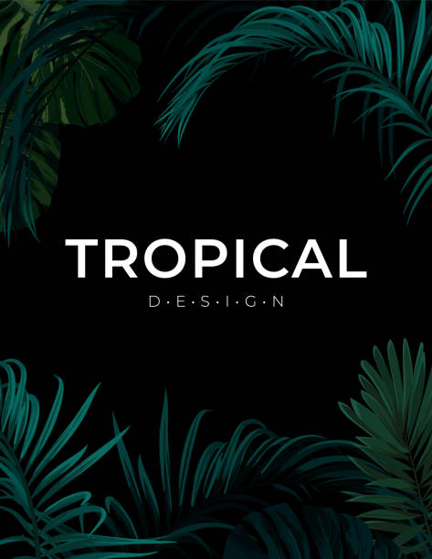 istock Dark summer tropical background with exotic palm leaves. Vector floral template. 1331602834