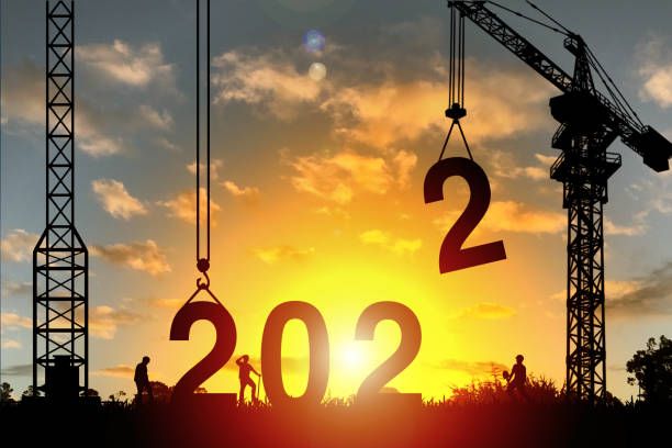 Construction site with 2022 Construction site with 2022 2022 stock pictures, royalty-free photos & images
