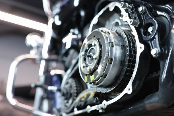 istock Sports motorcycle engine in service center closeup 1331606439