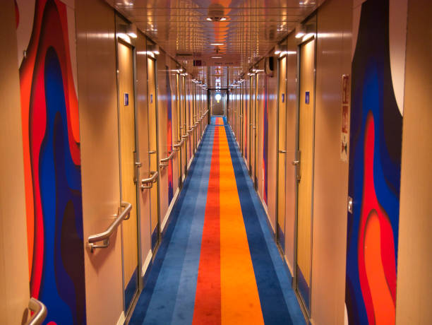 Empty condo, hotel or apartment corridor hall way in condominium building, modern interior design decoration room. Walkway