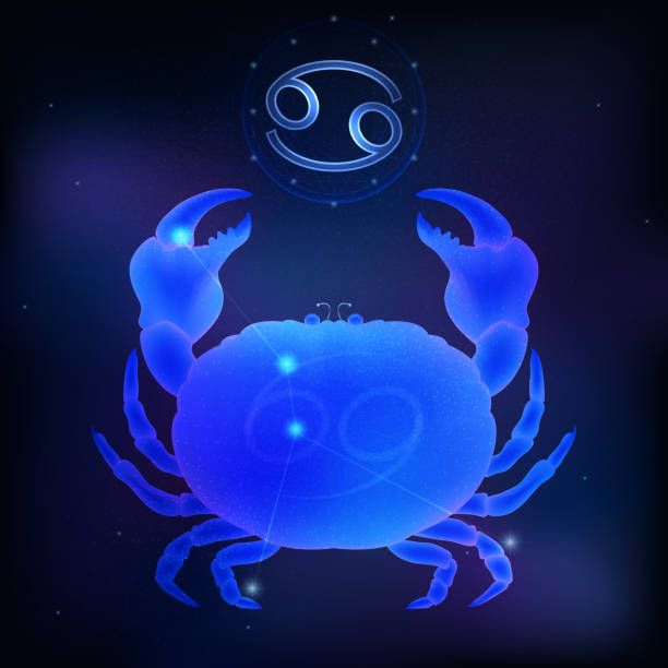 istock Graphic of crab. Cancer horoscope sign in twelve zodiac with galaxy background. vector illustration. 1331619914