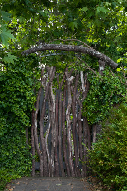 istock Rustic garden gate made of sticks 1331620887