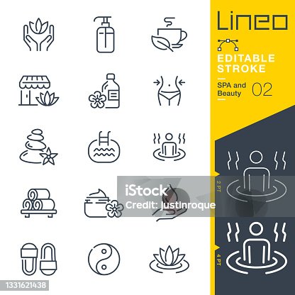 istock Lineo Editable Stroke - SPA and Beauty line icons 1331621438