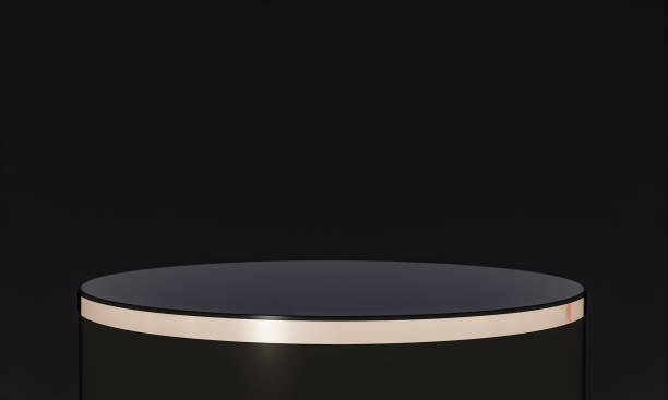 istock Scene with elegant shiny podium for mock up presentation in minimalism style with copy space, 3d render abstract background design 1331624927
