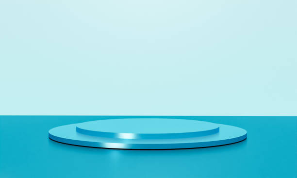 istock Scene with elegant shiny podium for mock up presentation in minimalism style with copy space, 3d render abstract background design 1331624930
