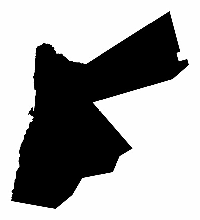 Jordan dark silhouette map isolated on white background