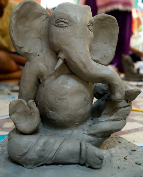 eco friendly Ganesh/Ganpati idol or murti, home made eco Friendly Ganesha Idol for Ganapati Pooja. Vinayaka Chaviti