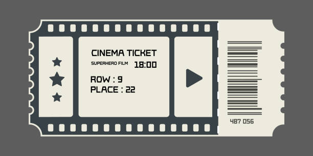 Cinema ticket design. Cinema ticket design. Superhero film ticket. cinema ticket stock illustrations