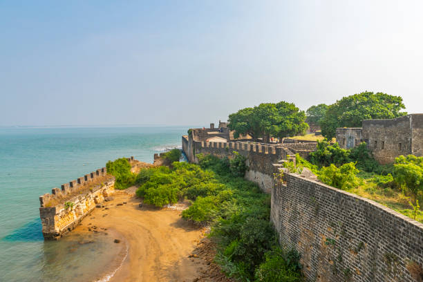 Historical Portuguese sea Fort in Diu Vast view of Historical Portuguese sea Fort in Diu, India diu island stock pictures, royalty-free photos & images