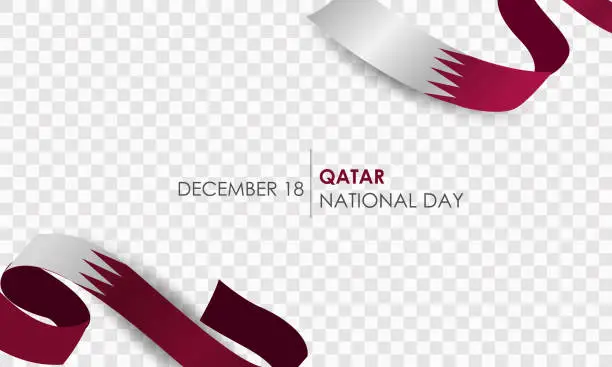 Vector illustration of National Qatar day, December 18, Qatar flag, flags, balloons and ribbons, Realistic vector for Qatar day.