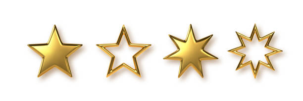 istock Set of 3d golden metal stars. 1331640354