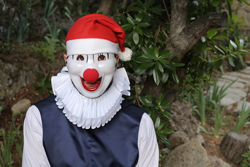 Playful clown during Christmas season.