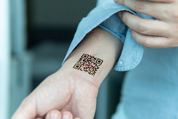 istock QR code on the person's wrist. concept of chipping a person to control or simplify the work with personal data, close-up. 1331652767